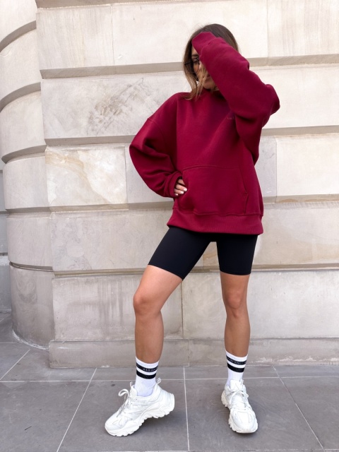BURGUNDY LONGLINE HOODIE