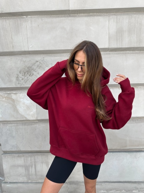 BURGUNDY LONGLINE HOODIE