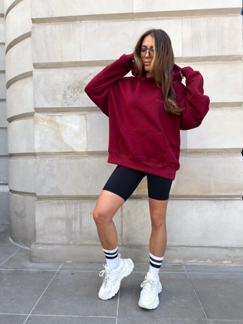 BURGUNDY LONGLINE HOODIE