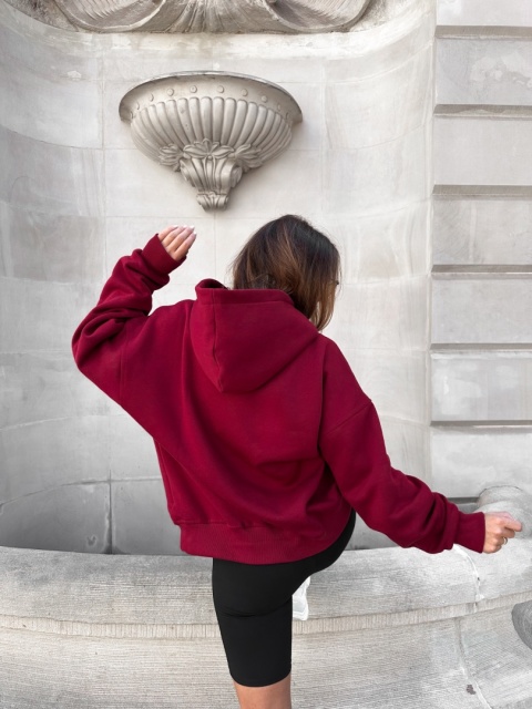 BURGUNDY LONGLINE HOODIE